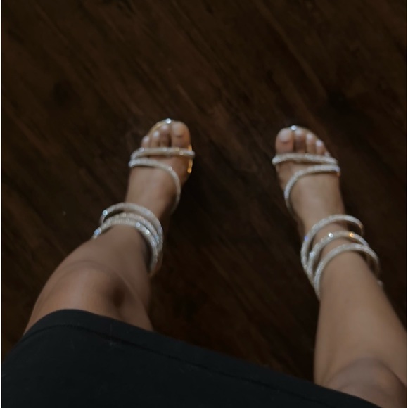 Wild Diva | Shoes | Size 65 Rhinestone Coil Spiral Ankle Wrap Heel From ...